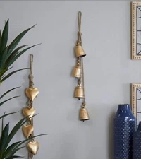 Set of 8 Wall Hanging Bells Heart & Corn Style Indian Style Handmade X-mas Gift