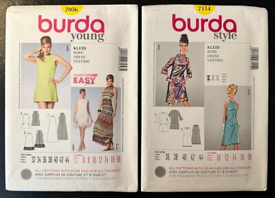 Burda 7056 &/or 7114 (Sizes: 6-18 / 10-18) Misses' Retro Style Dresses [OOP]