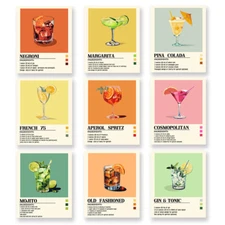 1set Cocktails Wall Art Prints Summer Cold Drinks Wall Painting Unframed Summer