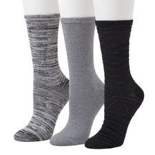 NWT Cuddl Duds Women's 3-Pack Plushfill Mixed Spacedye Crew Socks 4-10