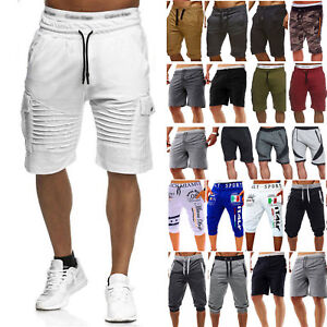 Mens-Cargo-Shorts-Pants-Casual-Summer-Beach-Sport-Gym-Trousers-Plain-Elastic-US