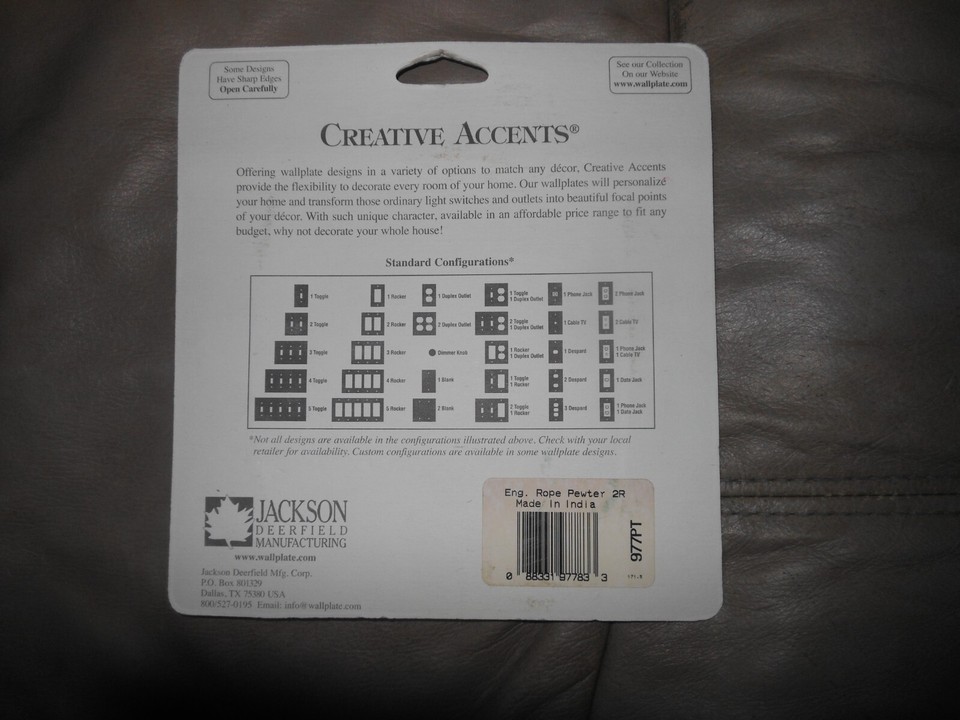 New Pewter Tone English Rope Double Gang Switch Plate In Solid Brass