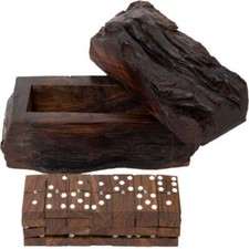 Handmade Wooden Dominoes Set   Mexican Train Dominoes - Size 10 x 6 x 4 inches