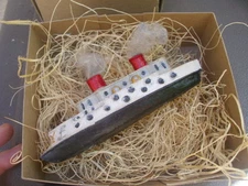 New 3D Dresden Christmas Feather Tree Decoration Ornament Ocean Liner Ship Boat