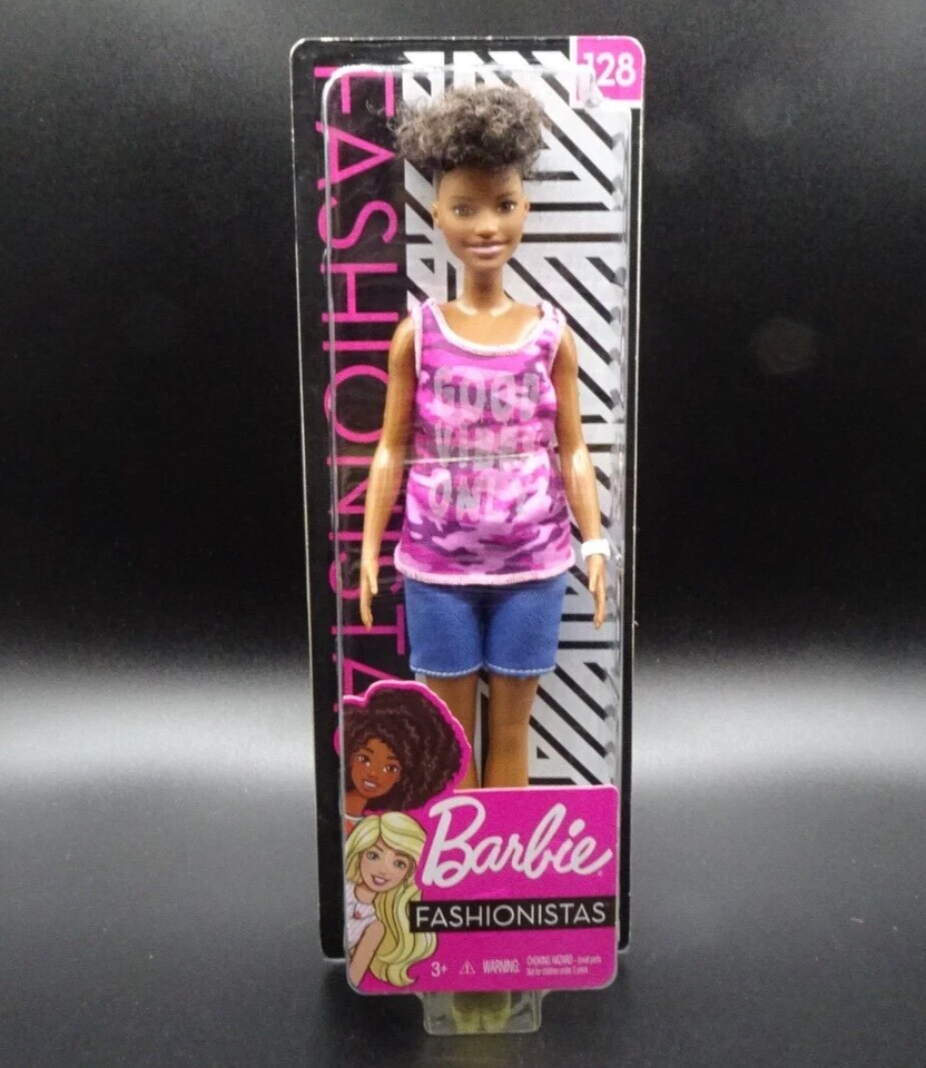 2018 美泰芭比娃娃 Fashionista 芭比娃娃穿着“Good Vibes Only”衬衫 #128 — 第 2/4 张图片