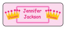 30 personalized princess name tag stickers, tags, school supply labels