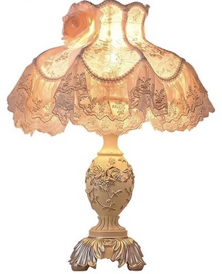 Pink European Style Desk Lamp with Fabric Shade,Victorian Table Lamp with E27...