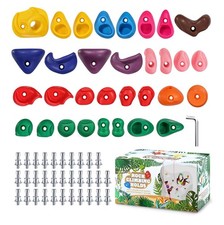 TOPNEW 32 Rock Climbing Holds Multi Sz:Indoor/Outdr w 2 Inch Mounting Hardware