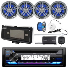 JVC Marine Bluetooth CD Radio, 4x 6.5" Charcoal Speaker, Wire, Antenna, XM Tuner