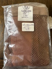 Vintage LaMendola Tan Fishnet Stockings Large
