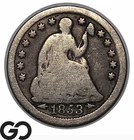 1853 Seated Liberty Half Dime w/ Arrows, Nice Type Coin