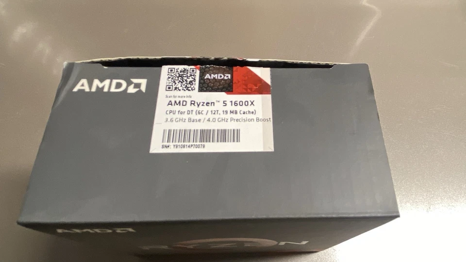全新带盒 带冷却器 / 盒 AMD 锐龙 5 1600X 3.6 GHz 六核 CPU YD160XBCM6IAE AM4 — 第 4/4 张图片