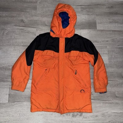 Rare Vintage L.L. Bean Kids Neon Orange , Black & Blue Ski Jacket With Hood