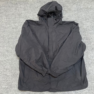 Cabelas Rain Jacket Mens Size 3XL Black Hooded Mesh Lined Outdoor Gorpcore