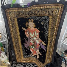 Burmese Kalaga VTG Mid-Century Embroidered Ta...