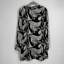 Reformation dress 6 silk black white kenmare party abstract art art to wear mini