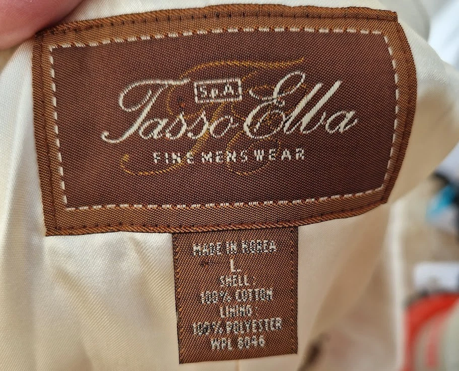 Men's Tasso Elba Sportscoat 100% Cotton Suit Jacket Sport Coat L Korean - Image 4 of 4