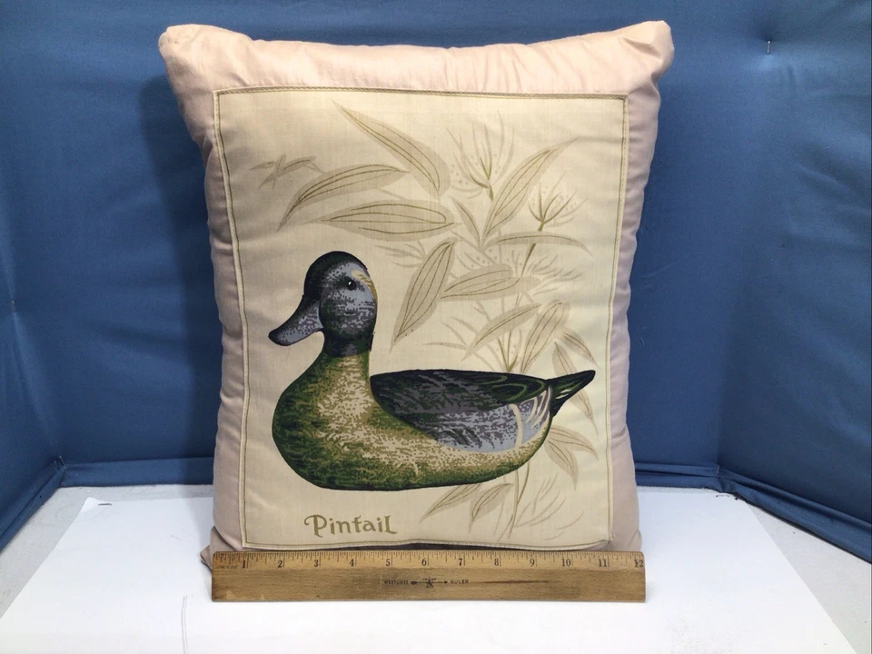 Vintage Throw Pillow Set Of 2 Ducks Pintail & Greenwing Teal Excellent Condition - Image 2 of 4