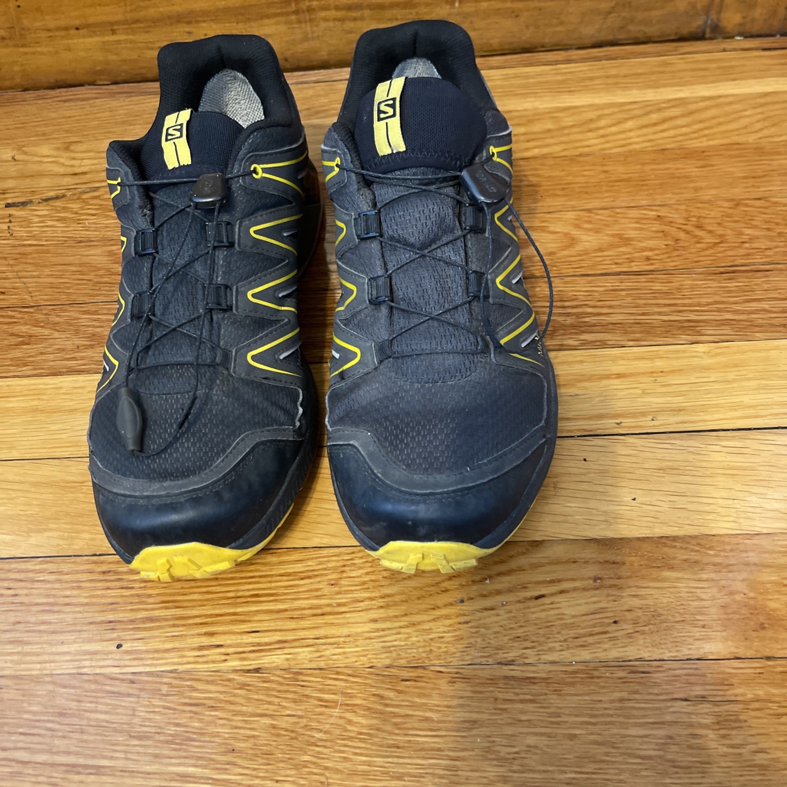Salomon Gore Tex Sneakers Nero Grigio Giallo Scarpe da Escursionismo Trail Uomo Taglia 12