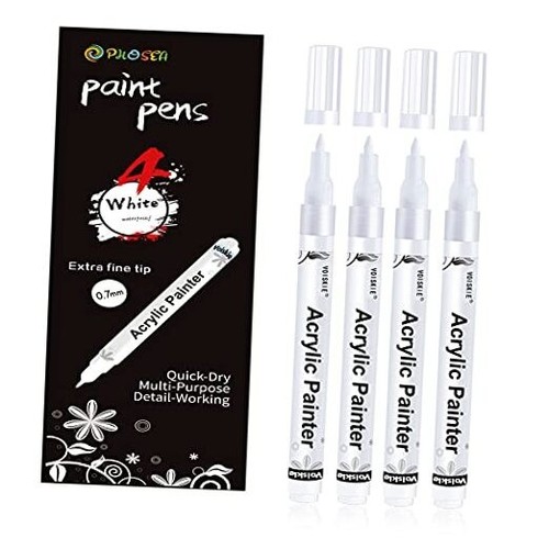 White Paint Pen,4 Pack 0.7mm Acrylic White Permanent Marker White Paint Pens