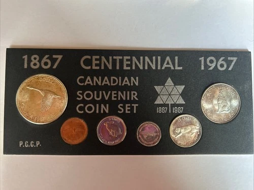 1867-1967 Canada Silver Centennial Year Uncirculated Set * Lightly toned *