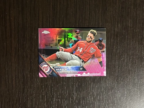 BRYCE HARPER 2016 Topps Chrome Pink Refractor #200 Sliding Image! Phillies