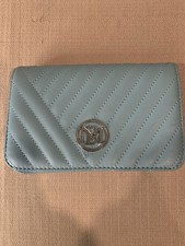 Badgley Mischka Teal Crossbody Purse Bag Faux Leather Chain Weaved Strap