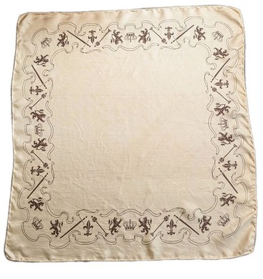 Vintage Seide Regal Royal Fleur de Lis Quadrat Creme Halstuch Schal 26''