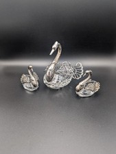 3 Schw&auml;ne aus Kristallglas mit 835 Silbermontur