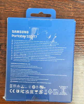 New Samsung T7 2TB Portable External SSD in Blue - Open Box