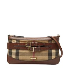 BURBERRY Shoulder bag Nova Check Canvas Leather Brown Vintage Auth From Japan