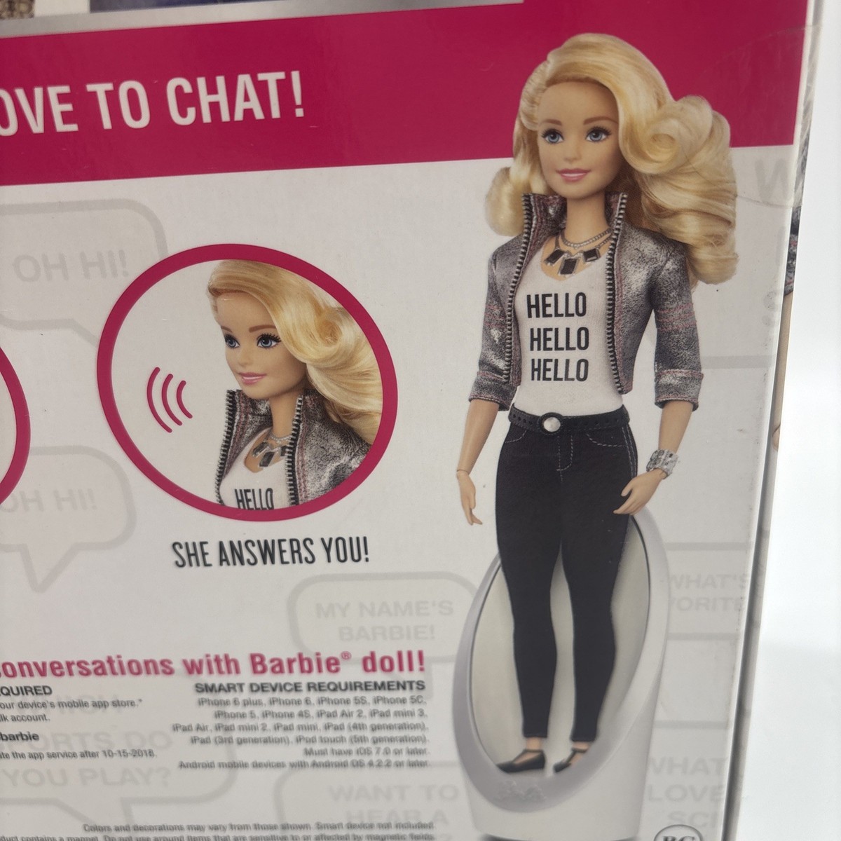 Hello Barbie Doll Blonde Interactive Talking Speech Recognition
