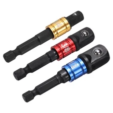 3pcs 1/4" 3/8" 1/2" Impact Driver Socket Adapter Extension Set Black