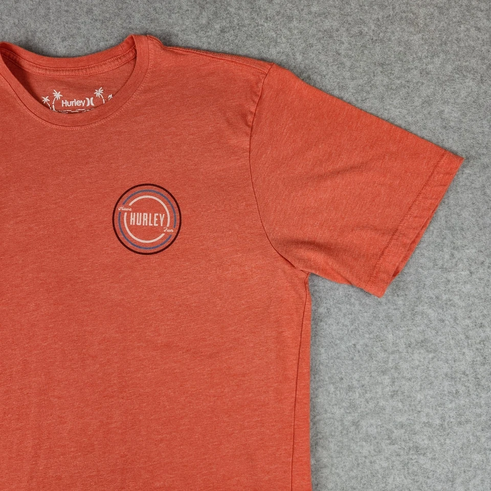 Camiseta Hurley Para Hombre L Naranja Rojo Brezo Parche Lavado Diario Logo 50/50 Mezcla Foto 4 de 4
