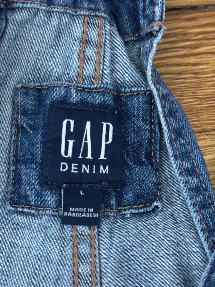 Gap Womens Denim Overalls Size Large Blue Dark Wash 100% Cotton 26" Inseam Jeans - Image 3 of 4