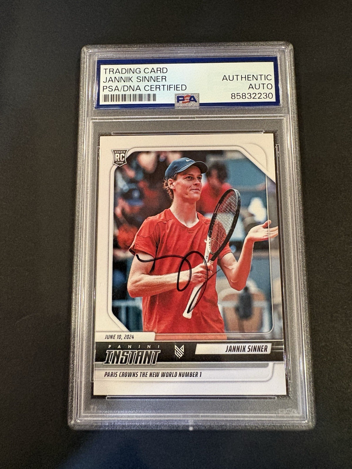 Jannik Sinner Signed Rookie Card PSA/DNA Auto Tennis Roland Garros Italy ATP