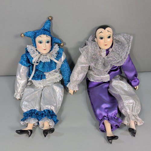 Vtg Bradley Dolls Porcelain Jester Clown Musical Doll 12in Music Box Works