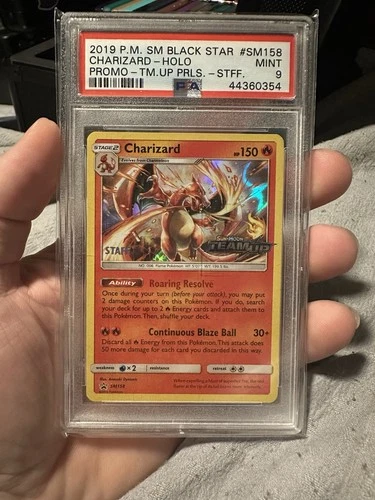 2019 Pokemon Charizard Prerelease Staff Holo Black Star Promo SM158 PSA 9