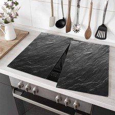 Set of 2 Glass Chopping Cutting Board Induction Ceramic Hob Cover Worktop Saver