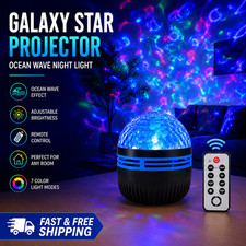 Galaxy Star Projector Ocean Wave Night Light 7 Color LED Room Decor Lamp