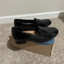 Women s Clarks black leather loafers