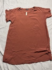 Madewell Ruffle-Sleeve Easy Dress Womens XL Rusted Fall Burgundy V-Neck Mini