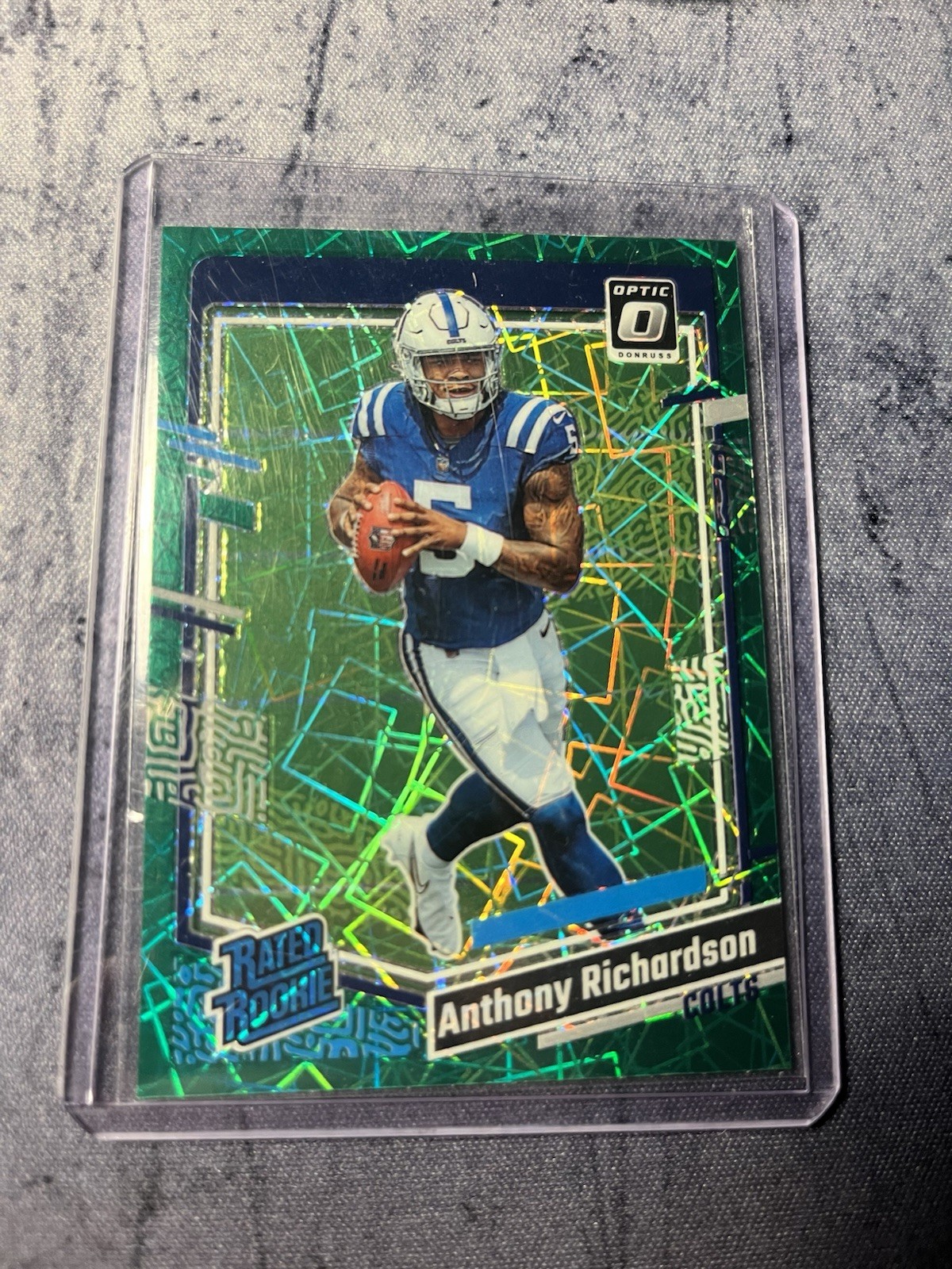 2023 Optic - Rated Rookie Anthony Richardson #247 Green Velocity Prizm (RC)