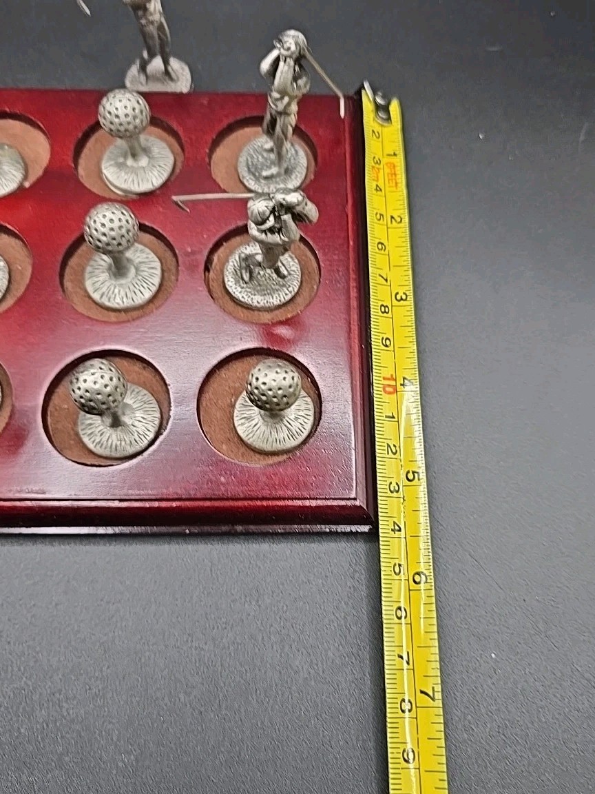 VTG Crest & Foster Pewter Golf Men & Balls Tic Tac Toe Game Set~ Man Cave 