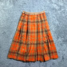 Vintage 60s Wool Blend Pleated Plaid Skirt 23" Waist Midi Preppy Talon Zipper