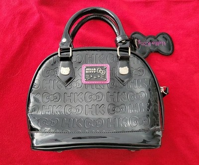 Loungefly Hello Kitty Purse Black Embossed Bowler Bag Tote Sanrio