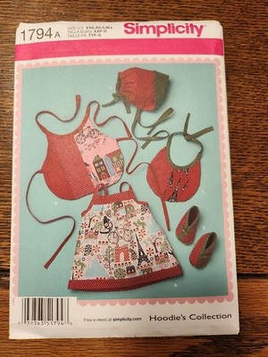 Simplicity 1794 Sewing Pattern, Babies' Dress, Bib, Hat, Booties *S85*