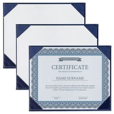 Fine Stationary Certificate Holders, 3-Pack, 8.5 x 11" x 11 inches, Blue