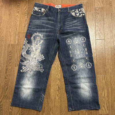 Karakuri Tamashii denim jeans embroidered design denim pants 36