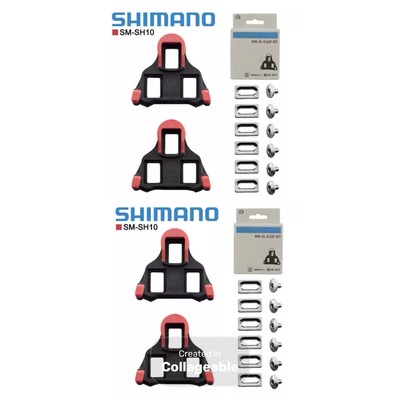2 x Original Shimano SPD-SL SH10 Cleats Set Float Rennrad Pedal rot UK